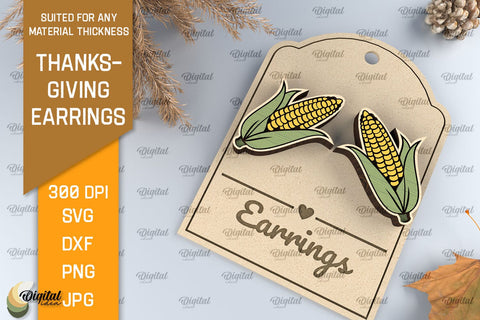 Thanksgiving Corn Earrings Laser Cut SVG Evgenyia Guschina 