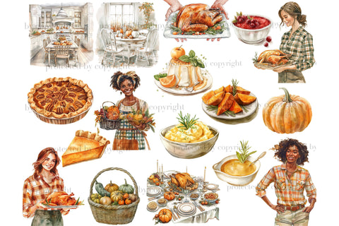 Thanksgiving Day Clipart | Autumn Holiday PNG Illustration SVG GlamArtZhanna 