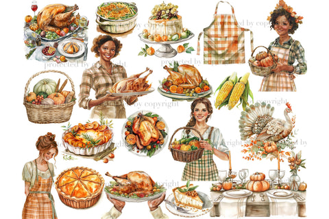 Thanksgiving Day Clipart | Autumn Holiday PNG Illustration SVG GlamArtZhanna 