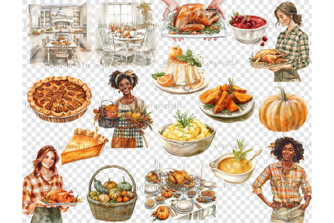 Thanksgiving Day Clipart | Autumn Holiday PNG Illustration SVG GlamArtZhanna 