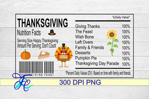 Thanksgiving Day Nutrition Label Sublimation Family Creations 