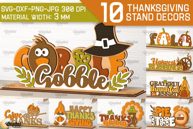 Thanksgiving Decorations Laser Cut Bundle. Stand Decor SVG SVG Evgenyia Guschina 