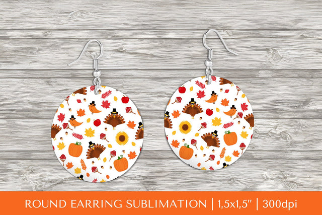 Thanksgiving earring sublimation. Fall round earrings PNG 02 Sublimation LaBelezoka 