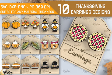 Thanksgiving Earrings Laser Cut Bundle SVG Evgenyia Guschina 