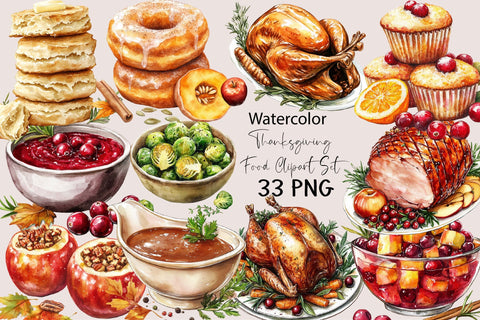 Thanksgiving Food Clipart Set Sublimation SVGArt 