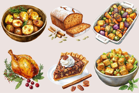 Thanksgiving Food Clipart Set Sublimation SVGArt 