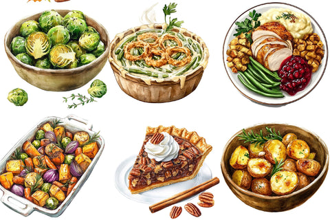 Thanksgiving Food Clipart Set Sublimation SVGArt 