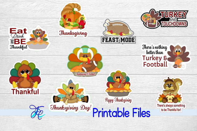 Thanksgiving & Football Stickers 3D Paper Family Creations 