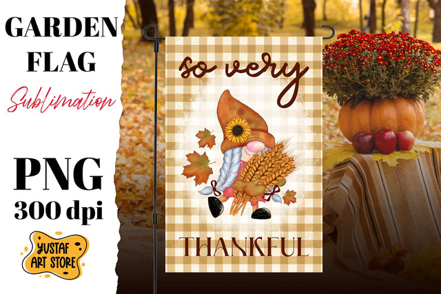 Thanksgiving garden flag sublimation . Thanksgiving gnome Sublimation Yustaf Art Store 