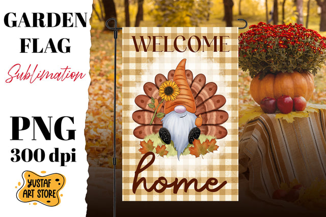 Thanksgiving garden flag sublimation . Thanksgiving gnome Sublimation Yustaf Art Store 
