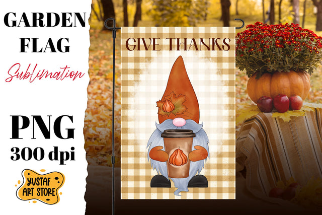 Thanksgiving garden flag sublimation . Thanksgiving gnome Sublimation Yustaf Art Store 