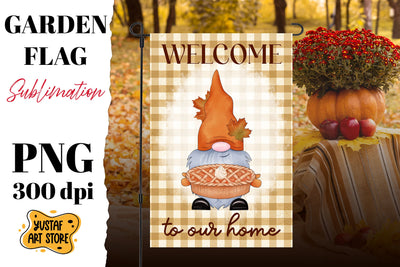 Thanksgiving garden flag sublimation . Thanksgiving gnome Sublimation Yustaf Art Store 
