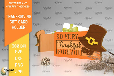 Thanksgiving Gift Card Holders Laser Cut Bundle SVG Evgenyia Guschina 