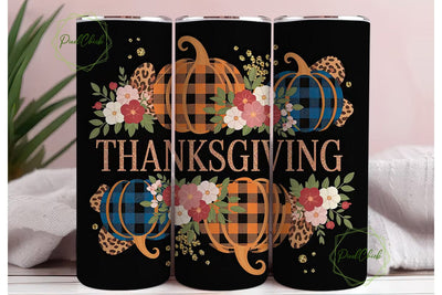 Thanksgiving Glitter Pumpkin Tumbler Sublimation PixelChick 