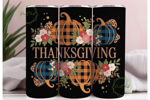 Thanksgiving Glitter Pumpkin Tumbler Sublimation PixelChick 