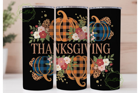 Thanksgiving Glitter Pumpkin Tumbler Sublimation PixelChick 