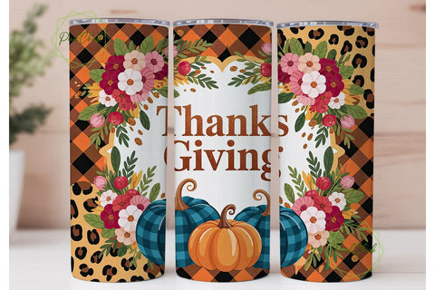 Thanksgiving Glitter Pumpkin Tumbler Sublimation PixelChick 
