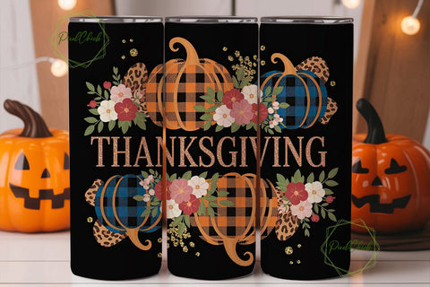 Thanksgiving Glitter Pumpkin Tumbler Sublimation PixelChick 