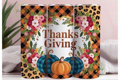Thanksgiving Glitter Pumpkin Tumbler Sublimation PixelChick 