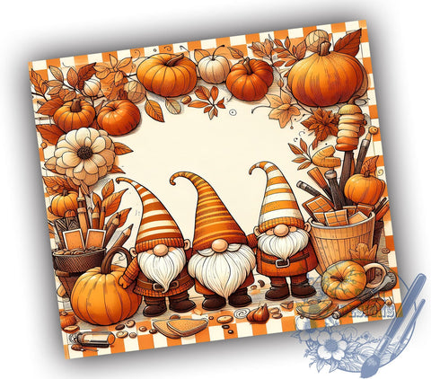 Thanksgiving Gnome 20oz Skinny Tumbler, Fall Gnomes With Pumpkins Tumbler Png, Straight & Tapered Tumbler Wrap, Instant Digital Download Sublimation ToriDesigns 
