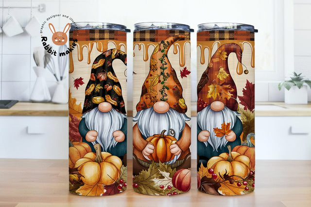 Thanksgiving Gnome 20oz Skinny Tumbler Wrap Sublimation Designs, Thanksgiving Sublimation Design, Fall Tumbler Png Digital Download Sublimation Rabbitmakies 