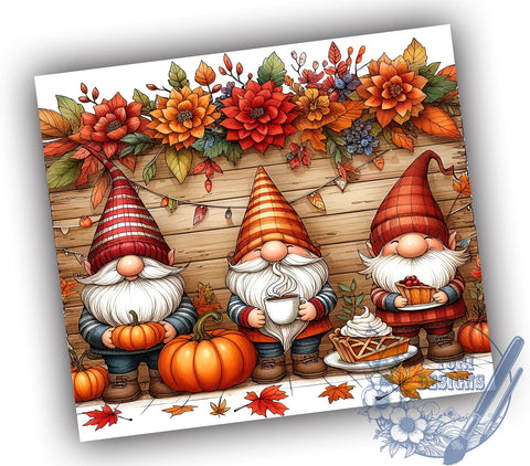 Thanksgiving Gnome Fall 20oz Skinny Tumbler, Fall Gnome Tumbler Png, Straight & Tapered Tumbler Wrap, Instant Digital Download Sublimation ToriDesigns 