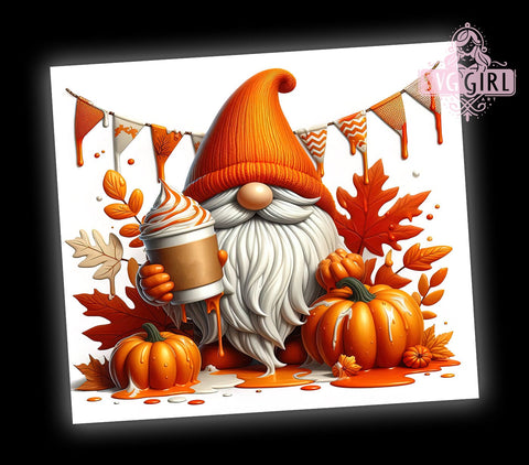 Thanksgiving Gnome, Fall Tumbler Design, 20oz PNG File, Autumn Sublimation, Cute Gnome Art, Seasonal Decor, Fall Graphics, Thanksgiving Decor Sublimation SvggirlplusArt 