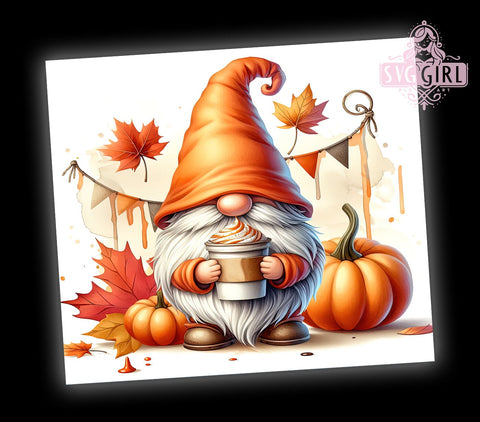 Thanksgiving Gnome, Fall Tumbler Design, 20oz PNG File, Autumn Sublimation, Cute Gnome Art, Seasonal Decor, Fall Graphics, Thanksgiving Decor Sublimation SvggirlplusArt 