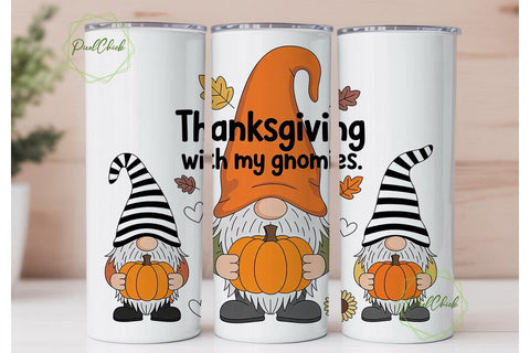 Thanksgiving Gnomes 20oz Tumbler Wrap Sublimation PixelChick 