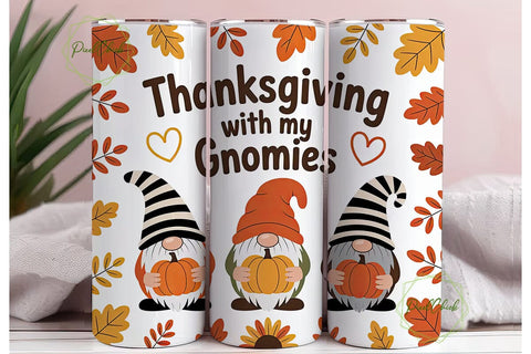 Thanksgiving Gnomes 20oz Tumbler Wrap Sublimation PixelChick 