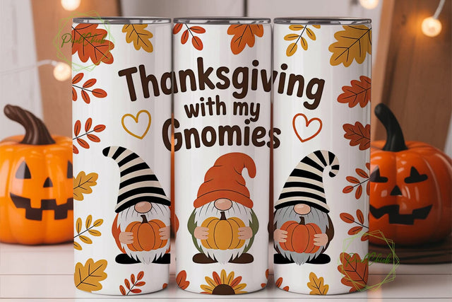 Thanksgiving Gnomes 20oz Tumbler Wrap Sublimation PixelChick 