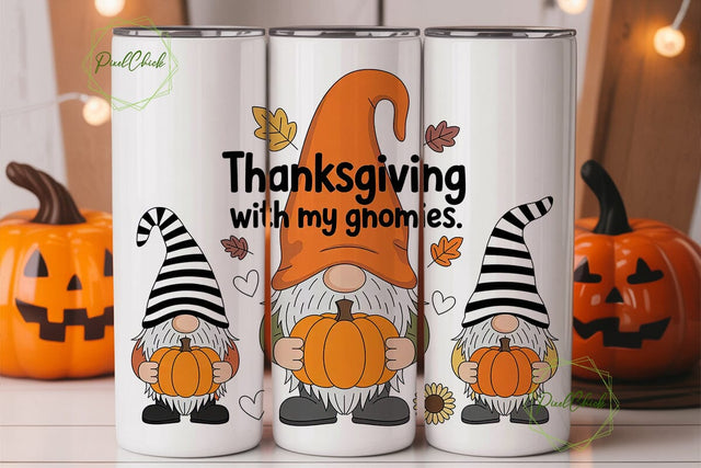 Thanksgiving Gnomes 20oz Tumbler Wrap Sublimation PixelChick 