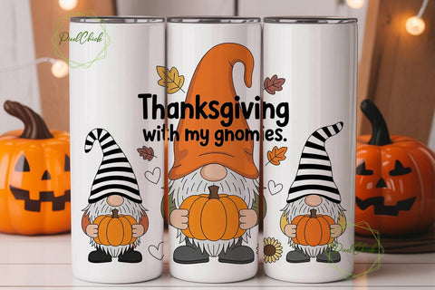 Thanksgiving Gnomes 20oz Tumbler Wrap Sublimation PixelChick 