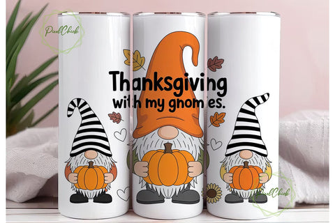 Thanksgiving Gnomes 20oz Tumbler Wrap Sublimation PixelChick 
