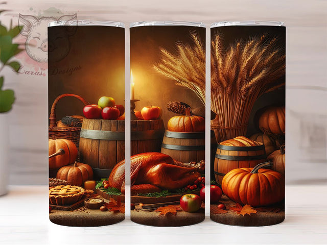 Thanksgiving Harvest Pumpkin Fall Tumbler, Autumn Sublimation PNG, Fall Pumpkin Design, Rustic Farmhouse Style, 20oz Tumbler Sublimation, Cozy Fall Aesthetic, Holiday Harvest Wrap Sublimation Lara' s Designs 