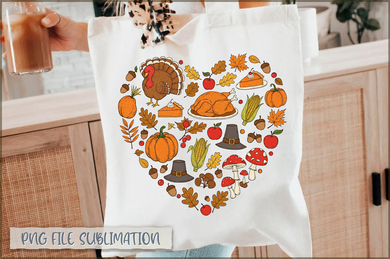 Thanksgiving Heart Fall Tote Bag Sublimation Shetara Begum 