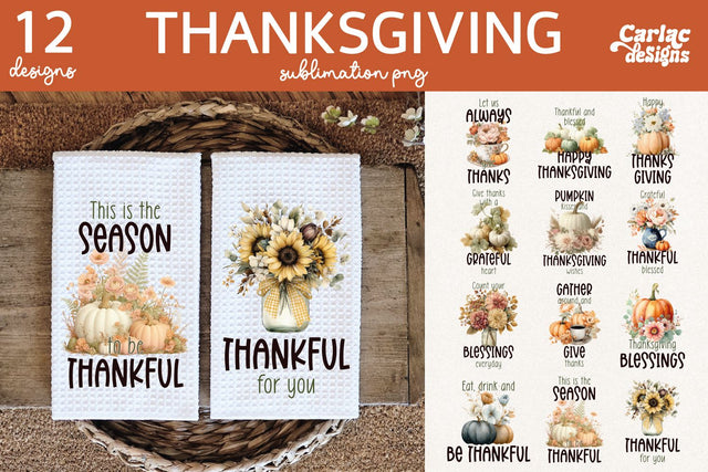 Thanksgiving Kitchen Towel Sublimation Bundle Sublimation Carla C Designs 