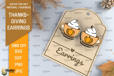 Thanksgiving Latte Earrings Laser Cut SVG Evgenyia Guschina 