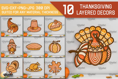 Thanksgiving Layered Decor LaserCut Bundle. Thanksgiving SVG SVG Evgenyia Guschina 