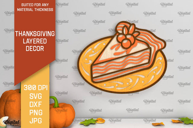 Thanksgiving Layered Pie Decor Laser Cut. Thanksgiving Day SVG SVG Evgenyia Guschina 