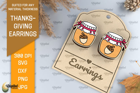 Thanksgiving Mason jar Earrings Laser Cut SVG Evgenyia Guschina 