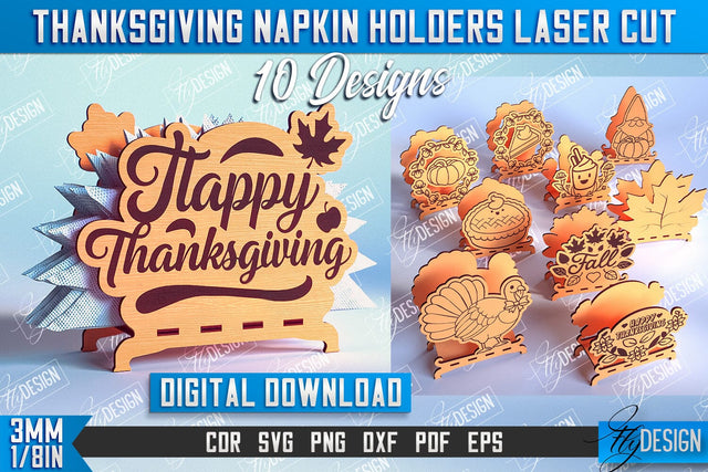 Thanksgiving Napkin Holder Bundle | Holidays Dinner | Adornment Dining Table | CNC Files SVG Fly Design 