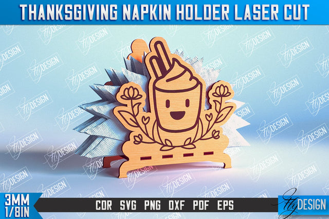 Thanksgiving Napkin Holder | Holidays Dinner | Adornment Dining Table | CNC File SVG Fly Design 