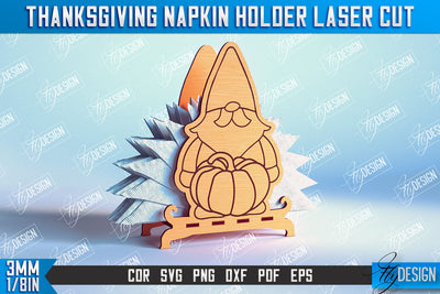 Thanksgiving Napkin Holder | Holidays Dinner | Adornment Dining Table | CNC File SVG Fly Design 