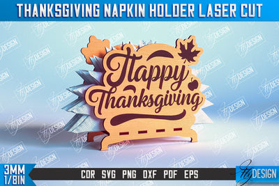 Thanksgiving Napkin Holder | Holidays Dinner | Adornment Dining Table | CNC File SVG Fly Design 
