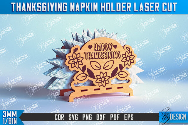 Thanksgiving Napkin Holder | Holidays Dinner | Adornment Dining Table | CNC File SVG Fly Design 