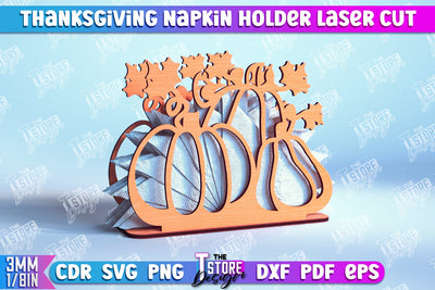 Thanksgiving Napkin Holder | Holidays Dinner | Adornment Dining Table | CNC File SVG The T Store Design 