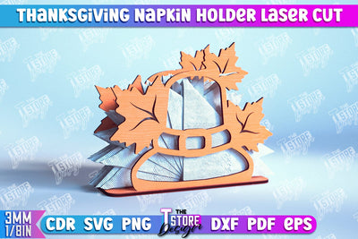 Thanksgiving Napkin Holder | Holidays Dinner | Adornment Dining Table | CNC File SVG The T Store Design 