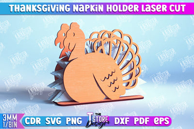 Thanksgiving Napkin Holder | Holidays Dinner | Adornment Dining Table | CNC File SVG The T Store Design 