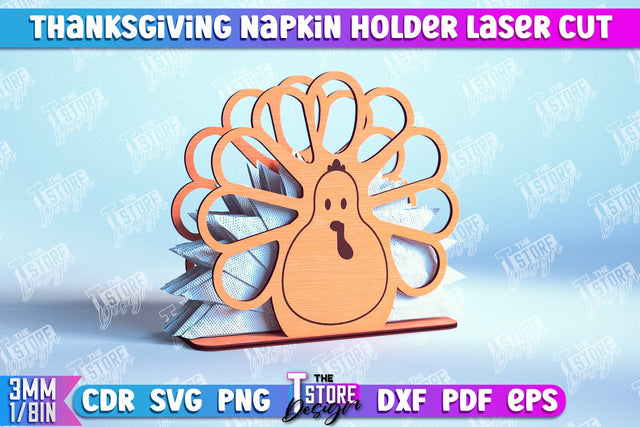 Thanksgiving Napkin Holder | Holidays Dinner | Adornment Dining Table | CNC File SVG The T Store Design 